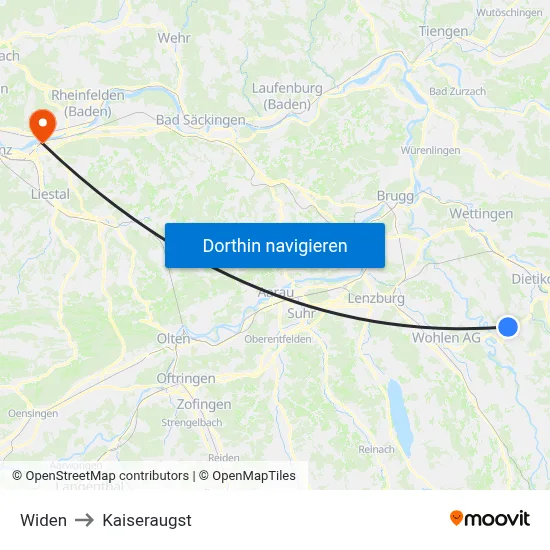 Widen to Kaiseraugst map