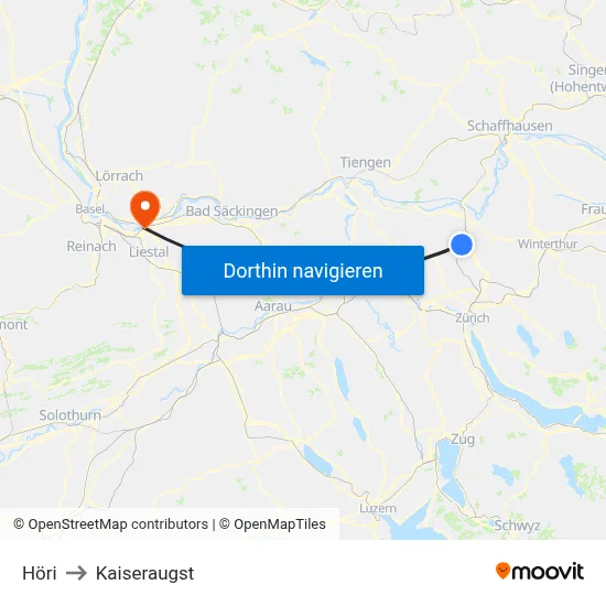 Höri to Kaiseraugst map
