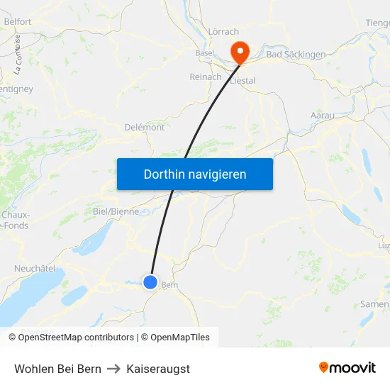 Wohlen Bei Bern to Kaiseraugst map