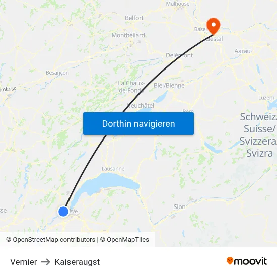 Vernier to Kaiseraugst map