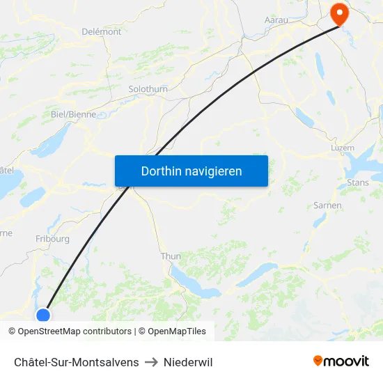Châtel-Sur-Montsalvens to Niederwil map