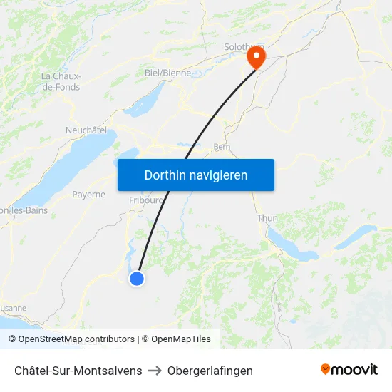 Châtel-Sur-Montsalvens to Obergerlafingen map