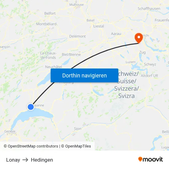 Lonay to Hedingen map