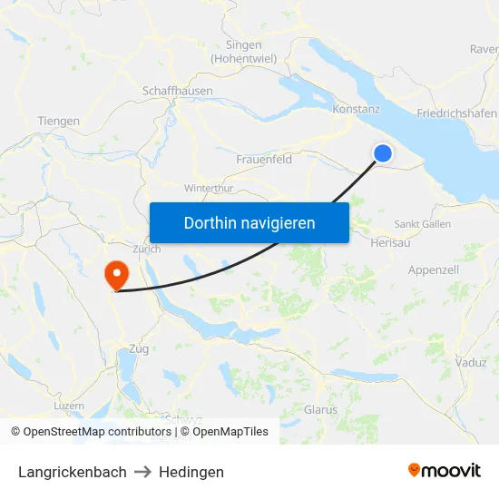 Langrickenbach to Hedingen map