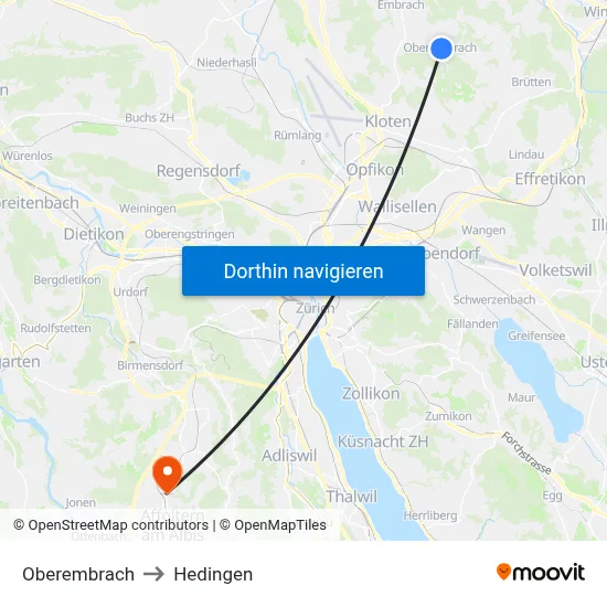 Oberembrach to Hedingen map
