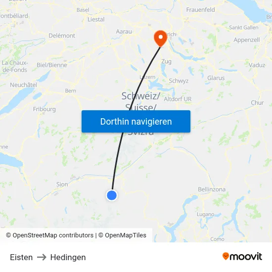 Eisten to Hedingen map