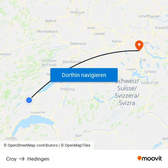 Croy to Hedingen map