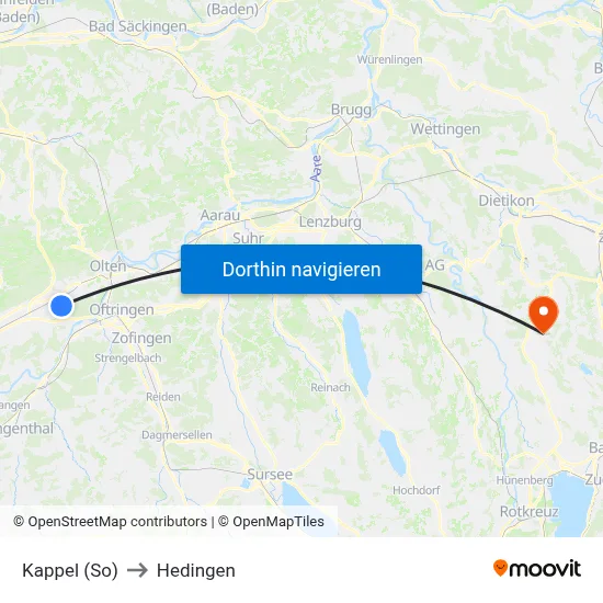 Kappel (So) to Hedingen map