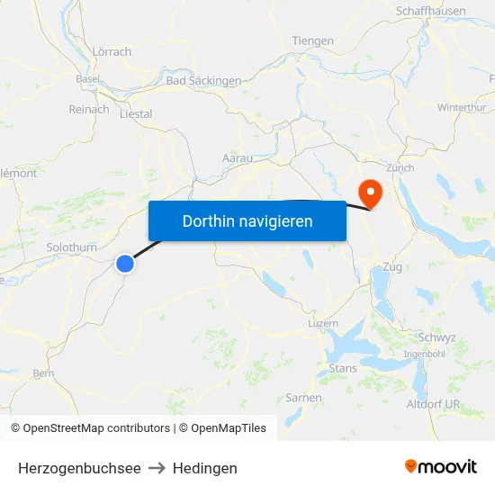 Herzogenbuchsee to Hedingen map