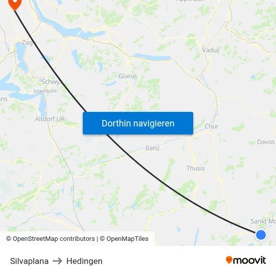 Silvaplana to Hedingen map