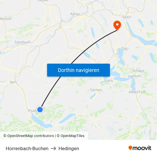 Horrenbach-Buchen to Hedingen map