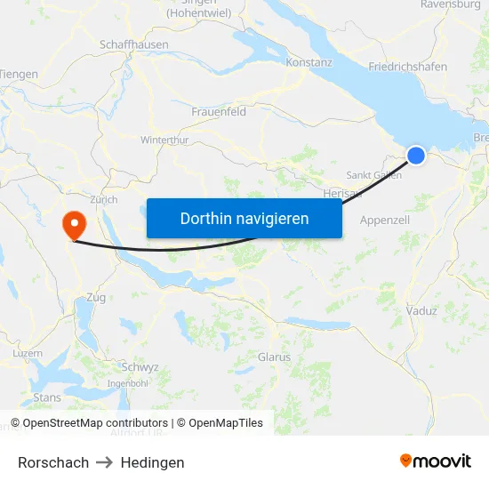 Rorschach to Hedingen map