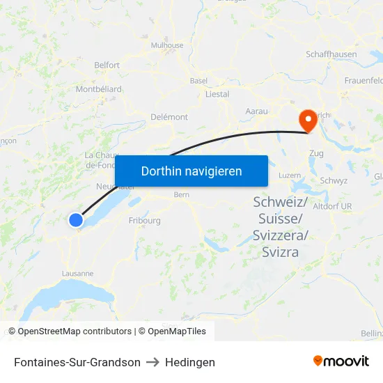Fontaines-Sur-Grandson to Hedingen map