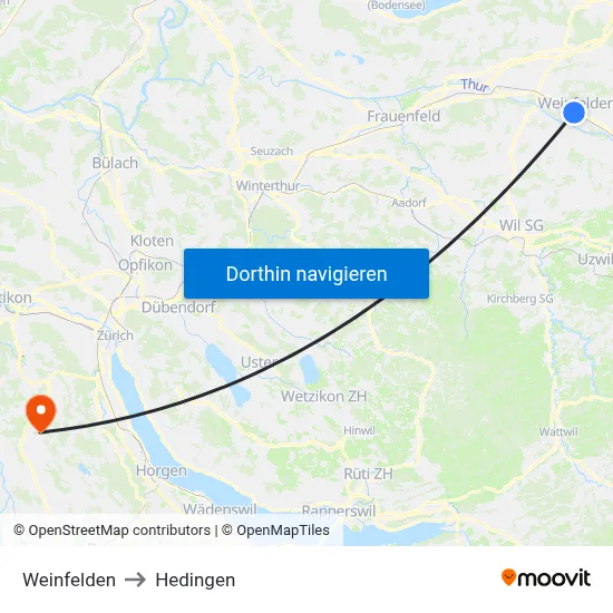 Weinfelden to Hedingen map