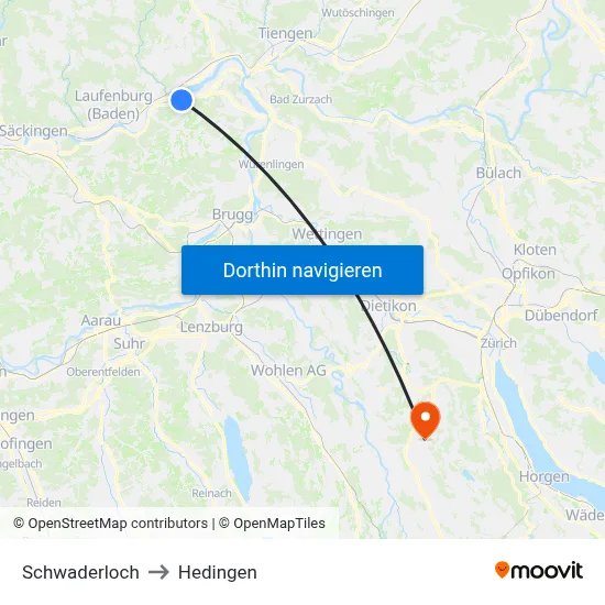 Schwaderloch to Hedingen map