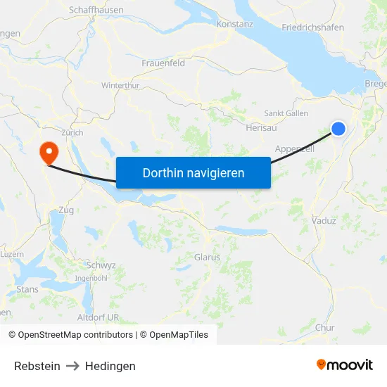 Rebstein to Hedingen map