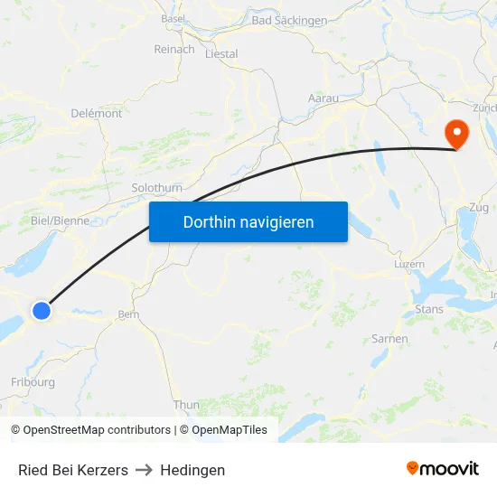Ried Bei Kerzers to Hedingen map