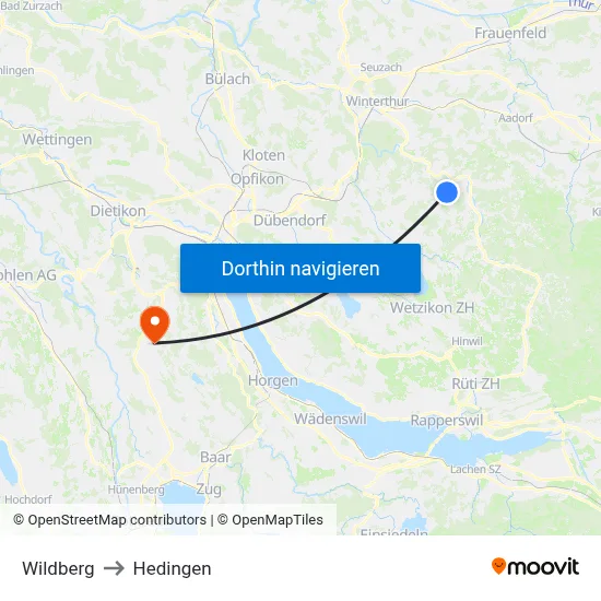 Wildberg to Hedingen map