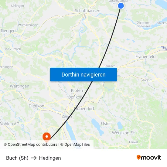 Buch (Sh) to Hedingen map