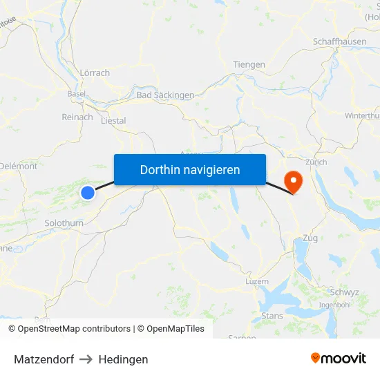 Matzendorf to Hedingen map