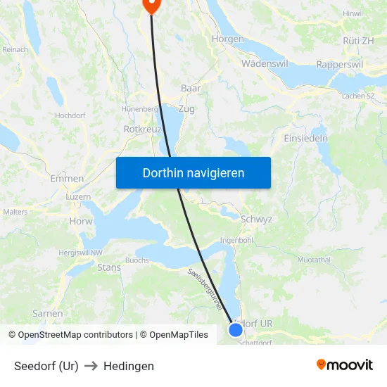 Seedorf (Ur) to Hedingen map