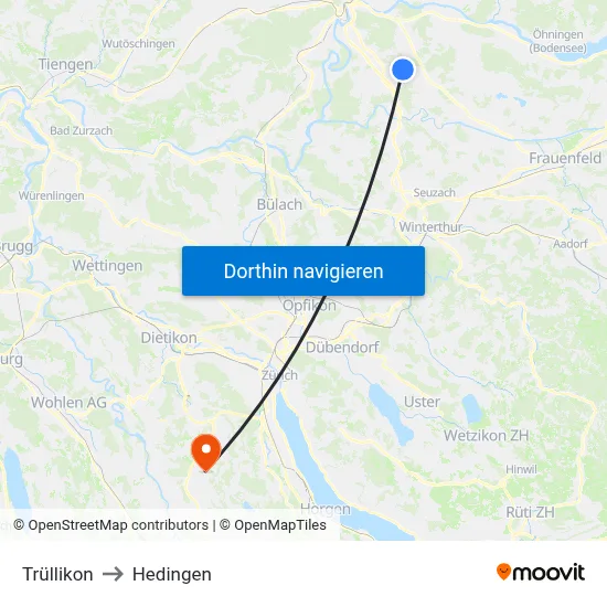 Trüllikon to Hedingen map