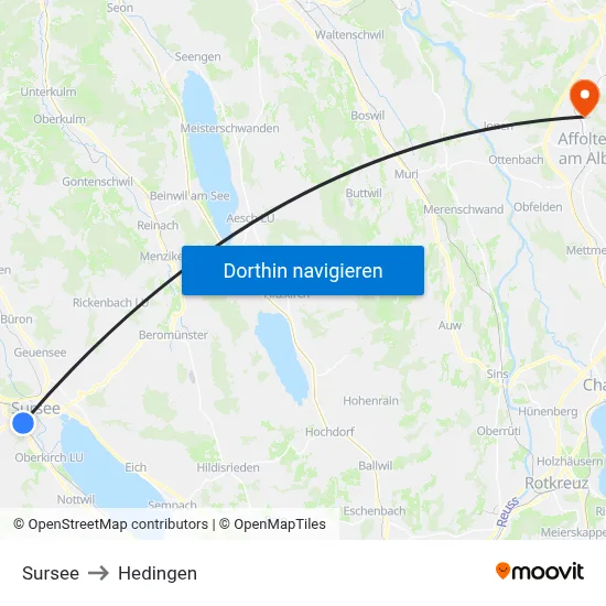 Sursee to Hedingen map