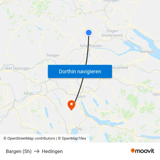 Bargen (Sh) to Hedingen map