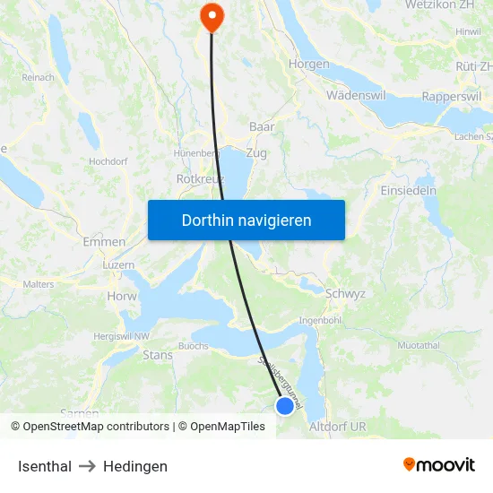 Isenthal to Hedingen map