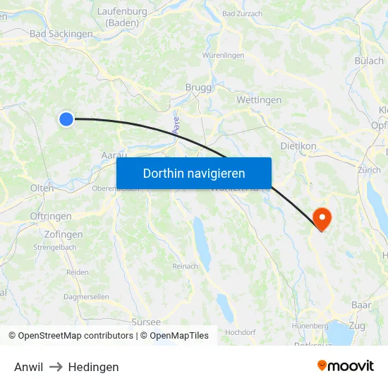 Anwil to Hedingen map