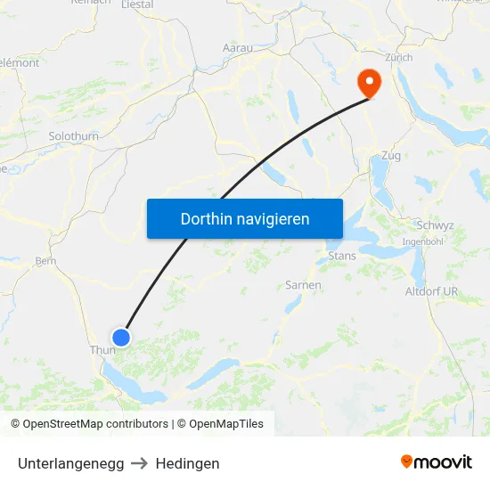 Unterlangenegg to Hedingen map