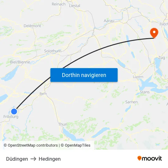 Düdingen to Hedingen map