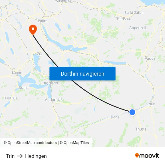 Trin to Hedingen map