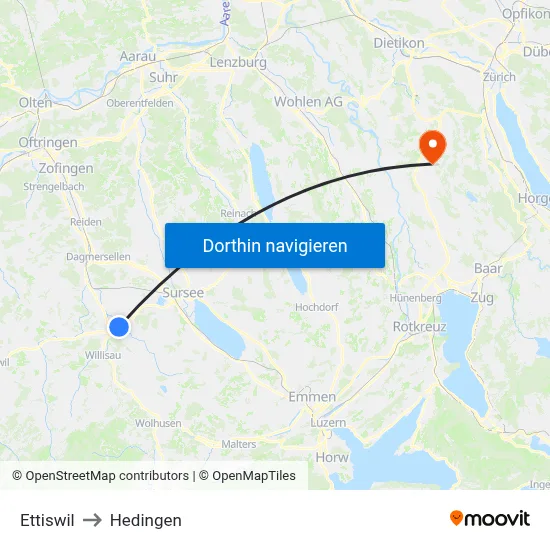 Ettiswil to Hedingen map