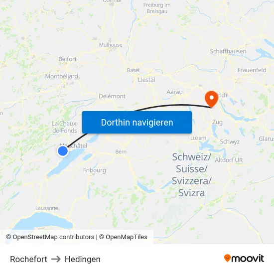 Rochefort to Hedingen map