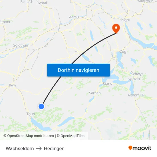 Wachseldorn to Hedingen map