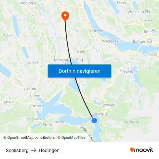 Seelisberg to Hedingen map