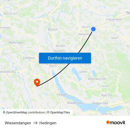 Wiesendangen to Hedingen map