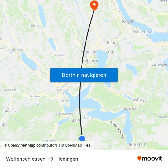 Wolfenschiessen to Hedingen map
