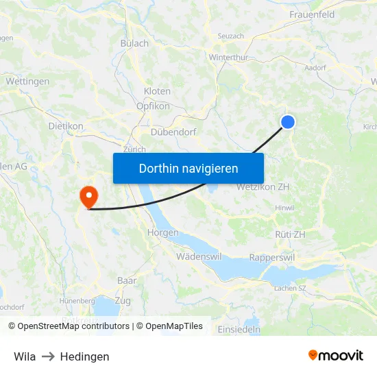 Wila to Hedingen map