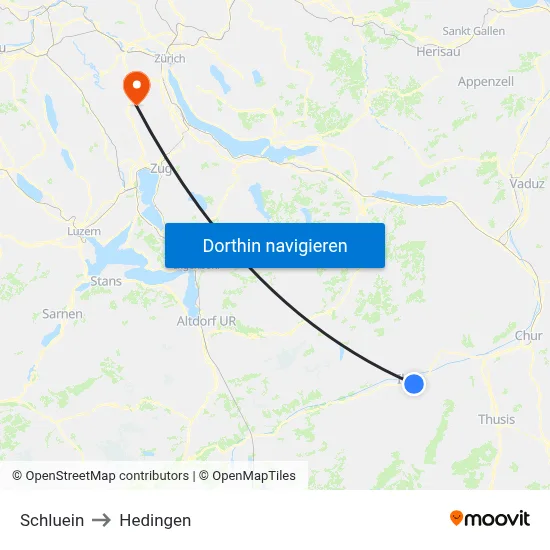 Schluein to Hedingen map