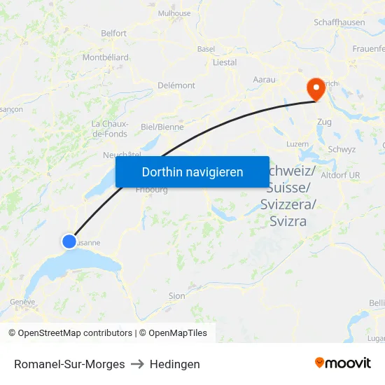 Romanel-Sur-Morges to Hedingen map