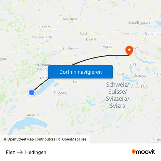Fiez to Hedingen map