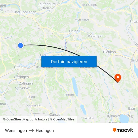 Wenslingen to Hedingen map