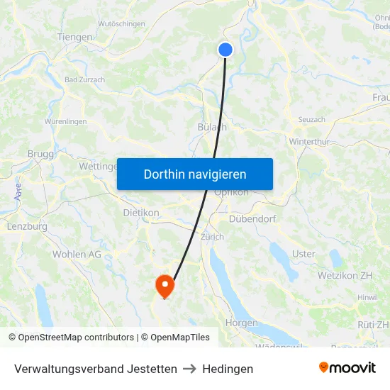 Verwaltungsverband Jestetten to Hedingen map