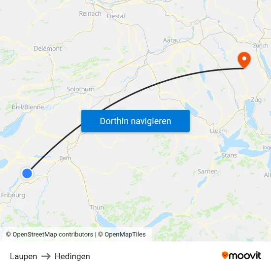 Laupen to Hedingen map