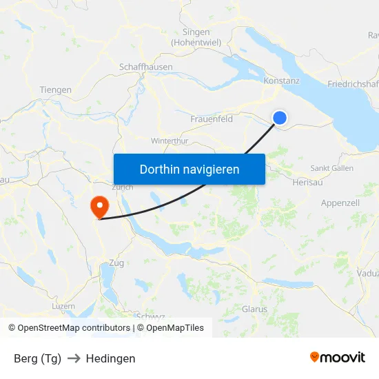Berg (Tg) to Hedingen map