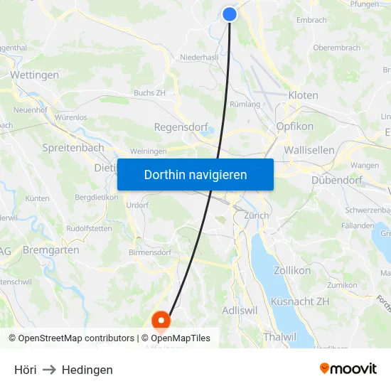 Höri to Hedingen map