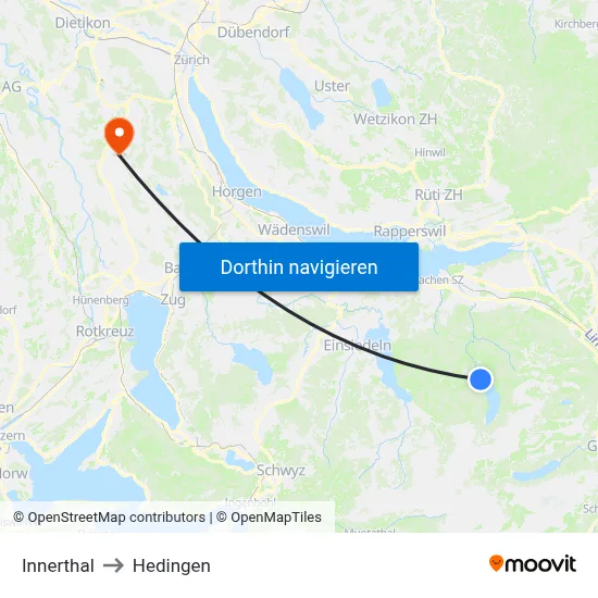 Innerthal to Hedingen map