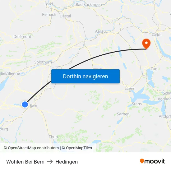 Wohlen Bei Bern to Hedingen map